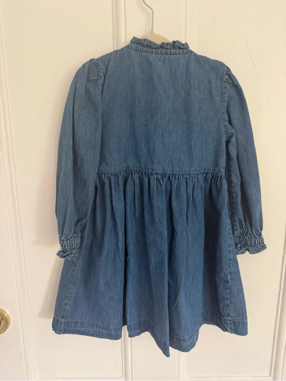 Mini Boden Light Blue Denim Dress with Multicolor Smocking